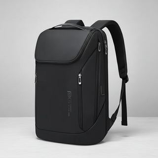 Bange Backpack USB Charging Waterproof softback design with zipper closure, air cushion belt and sleek black color.
