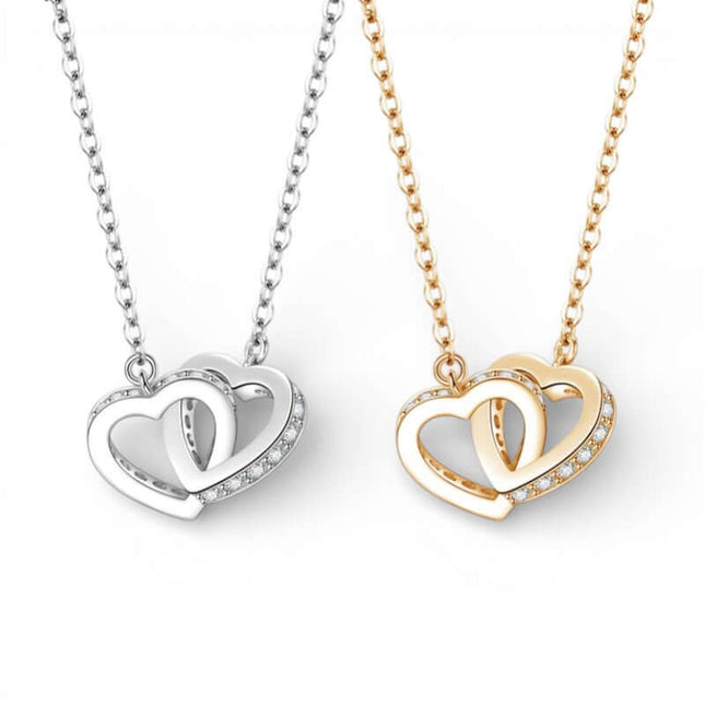 All Moissanite Necklace for Women S925 Pure Silver Double Heart Design