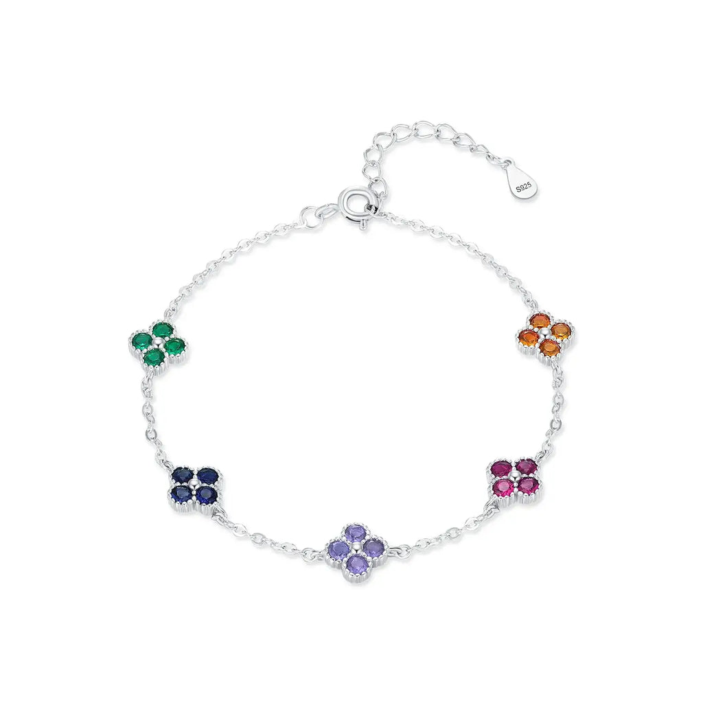 Bracelet 925 Sterling Silver with colorful zircon accents in a delicate flower design by Marùe.