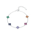 Bracelet 925 Sterling Silver with colorful zircon accents in a delicate flower design by Marùe.