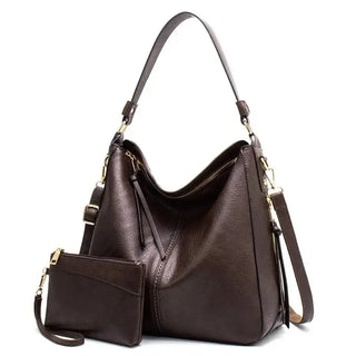 Hobo shoulder bag with matching wallet pouch made from high-quality PU leather.