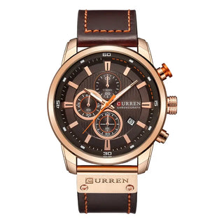 Luxury Chronograph Mens Watch showcasing a stylish leather band and sophisticated watch face with multiple dials.