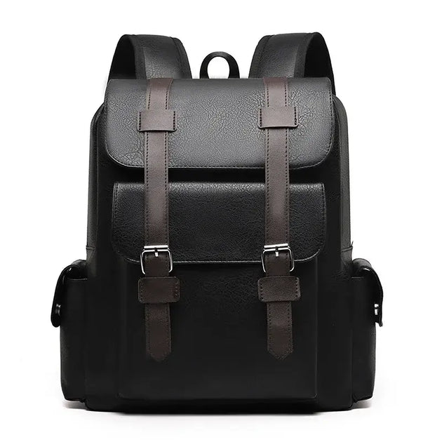 Backpack for men, leather large capacity casual travel backpack by HTLT, ideal for daily use and travel.