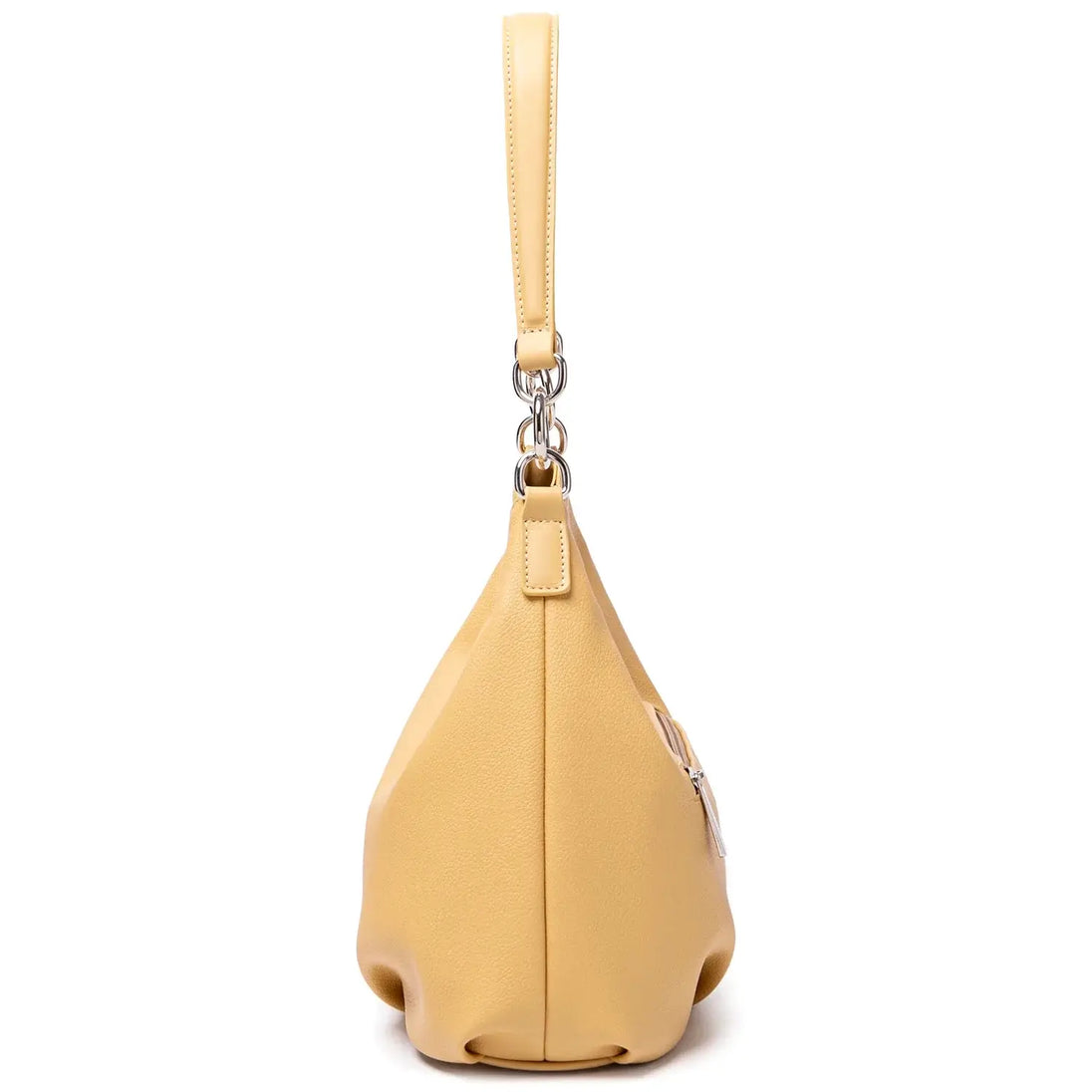Luxury yellow crossbody bag for women with soft saddle shape and wide strap, perfect for casual occasions.