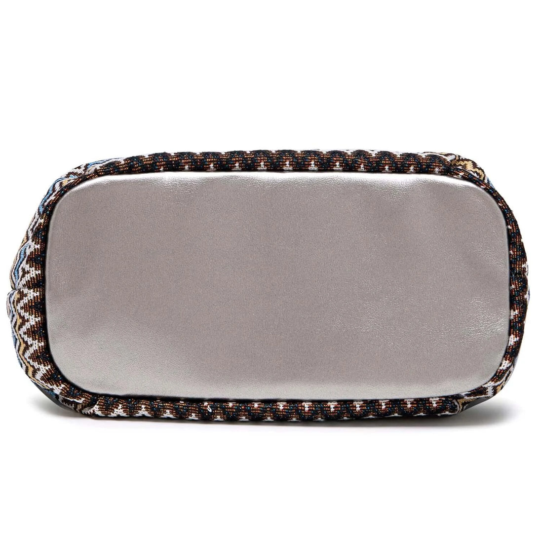 Women's shoulder bag, multicolor zigzag pattern, stylish and spacious with soft structure for daily use.