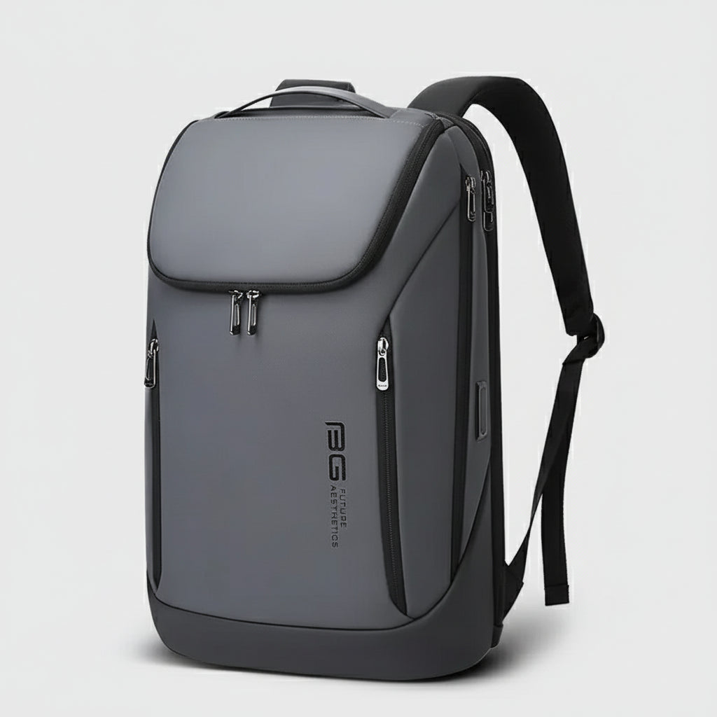 Bange Backpack USB Charging Waterproof in sleek gray design with multiple compartments and zipper closure.