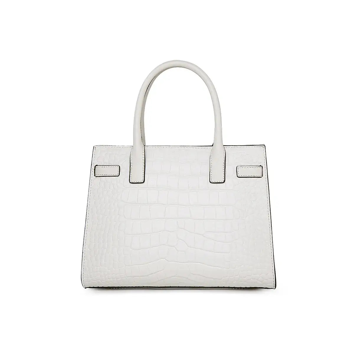 Croc-Embossed Leather Top Handle Bag with Shoulder Strap