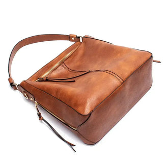 Hobo shoulder bag with a spacious design, made from high-quality PU leather, featuring a zip closure and stylish hardware.