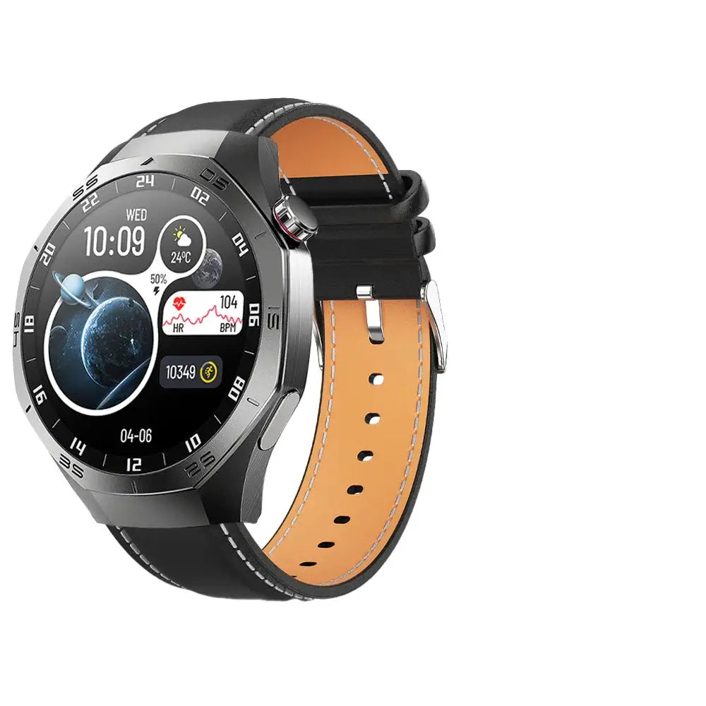 Multifunctional Sports Smartwatches displayed with a black silicone strap, featuring a digital screen and health tracking features.