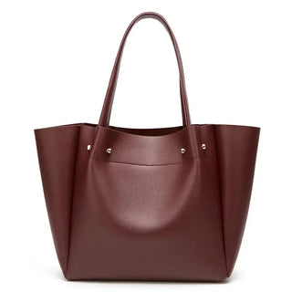 Shopper Bag with Slot Pocket and Zipper in burgundy color, featuring durable material and stylish design.