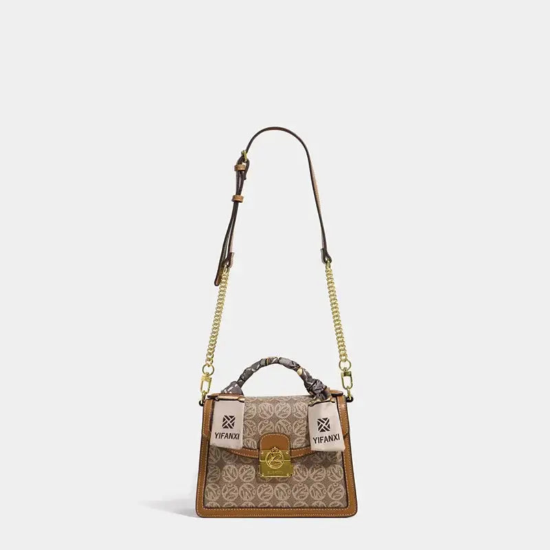 Stylish Women's Shoulder Crossbody Bag with gold accents and floral design, perfect for various occasions.