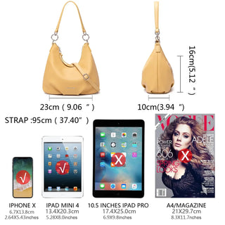 Luxury yellow crossbody bag for women, soft PU shoulder bag with wide straps, casual saddle shape.