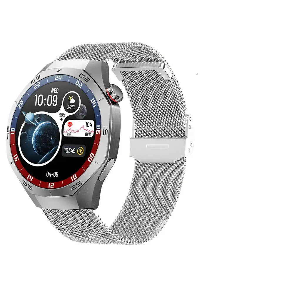 Multifunctional Sports Smartwatches with sleek design, featuring a digital display and a stylish mesh strap.