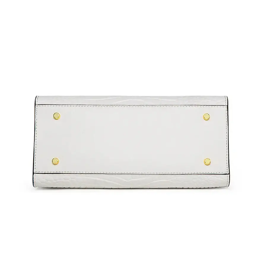 Croc-Embossed Leather Top Handle Bag with Shoulder Strap