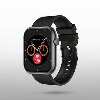 Smartwatches displaying health metrics with a black strap and modern design.