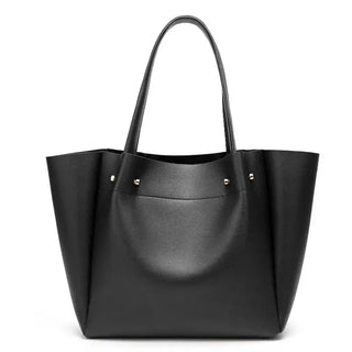 Shopper Bag with Slot Pocket and Zipper in black, featuring a sleek design and durable handles.