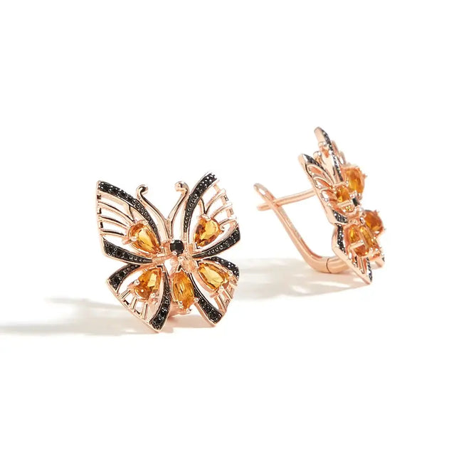 Butterfly Earrings Real 14K Gold