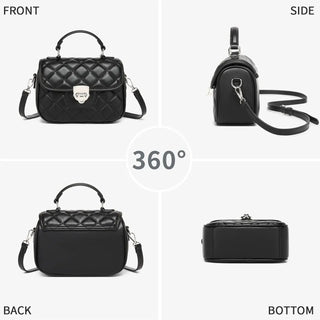 Crossbody Bags high-quality PU leather shown in 360 view: front, side, back, and bottom angles.