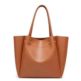 Shopper Bag with Slot Pocket and Zipper in brown, featuring stylish design and sturdy handles.