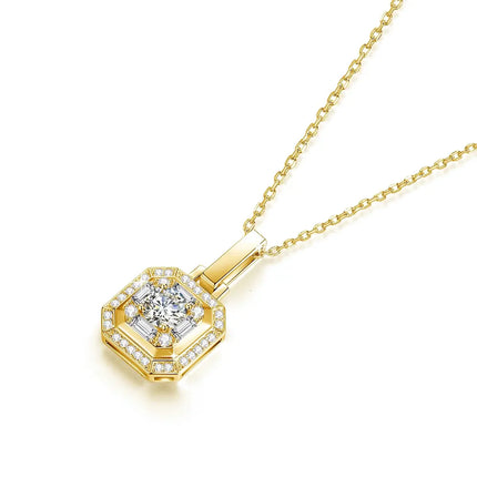 Classic 925 Sterling Silver Necklace with 1ct Square Moissanite Pendant