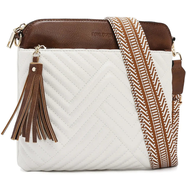 Fashion PU Crossbody Bag with a stylish design, featuring a textured front and a decorative tassel.