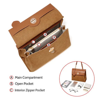 Leather Backpack PVC showing main compartment, open pocket, and interior zipper pocket.