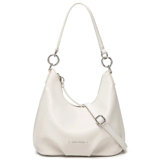 Luxury white crossbody bag for women, casual satchel with wide straps, soft PU material.