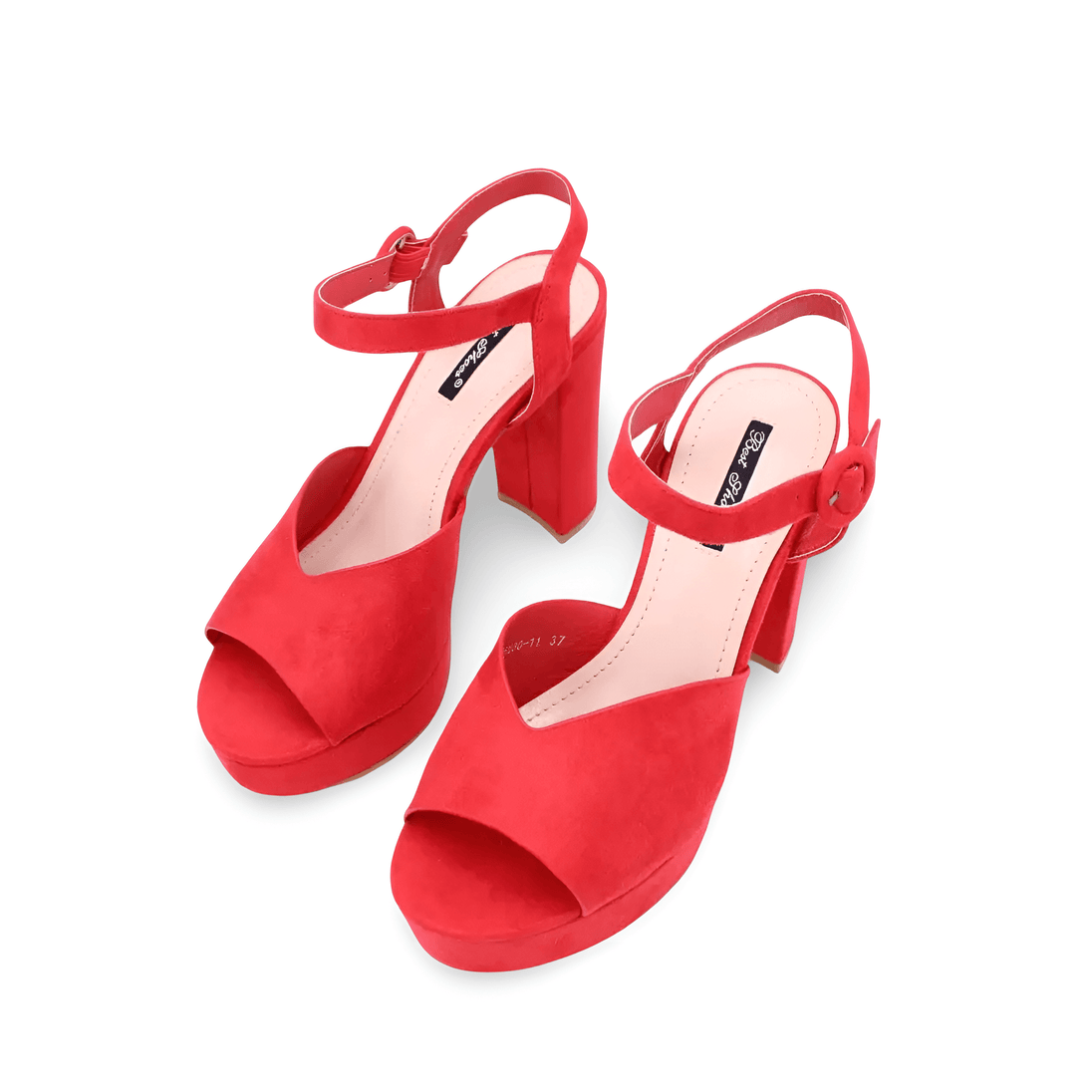 Red basic platform sandals for women, stylish and versatile footwear with added height and comfort.