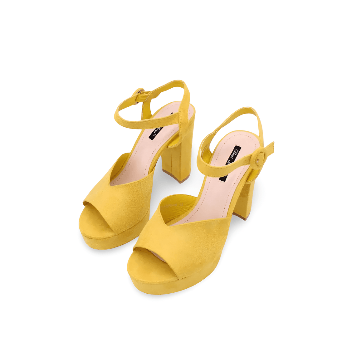 Yellow basic platform sandals for women, featuring a simple design with added height and comfort.