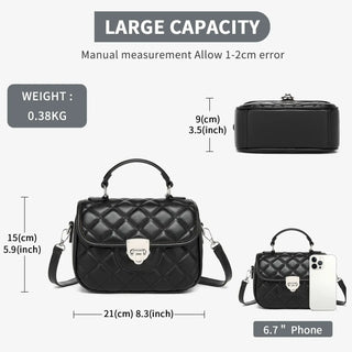 Crossbody Bags large capacity PU leather handbag with measurements and 6.7 inch phone for women.