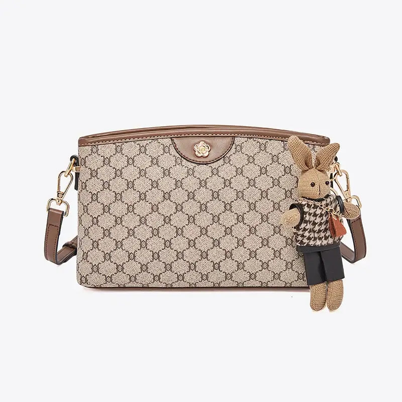 Monogram Crossbody Bag with Cute Bunny Charm