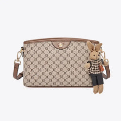 Monogram Crossbody Bag with Cute Bunny Charm