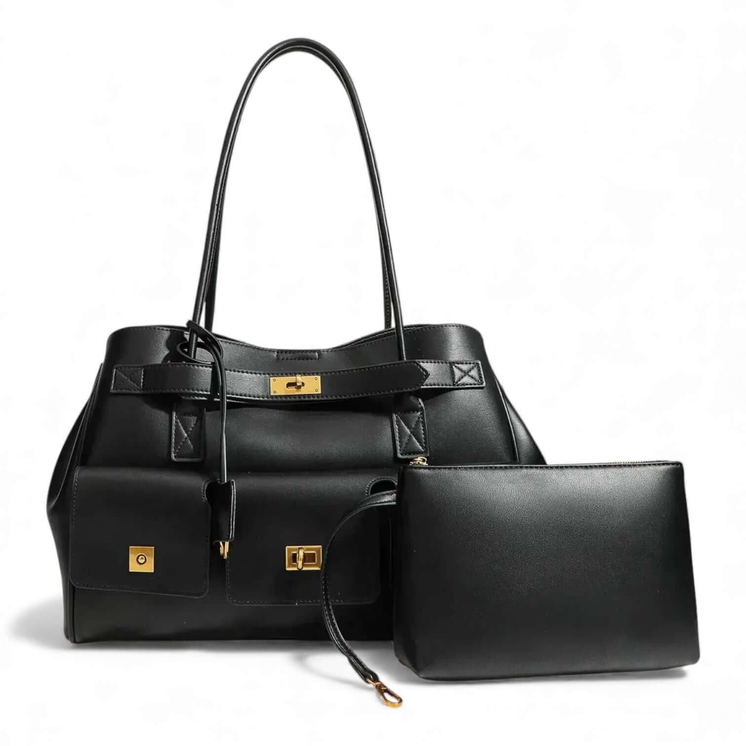 Women's Black Leather Tote Bag