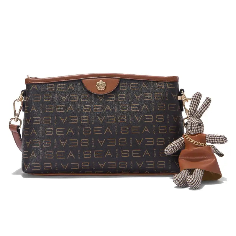 Monogram Crossbody Bag with Cute Bunny Charm