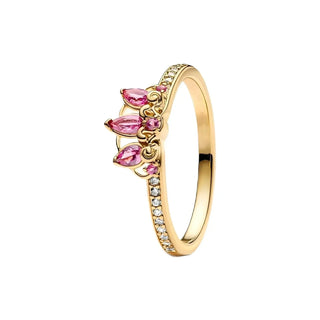 New Princess Ring Series Sterling Silver with pink gemstones and sparkling accents, perfect for elegant occasions.