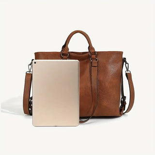 Vintage Women's Bag Large Capacity with tablet next to it, showcasing sophisticated Western design.