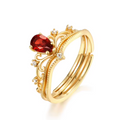 Crown Rings Mozambique Red Garnet & Moissanite Women’s Engagement Ring
