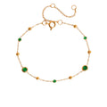 Gold Bracelet Waterproof Stainless Steel Vintage Green Crystal Beaded Link