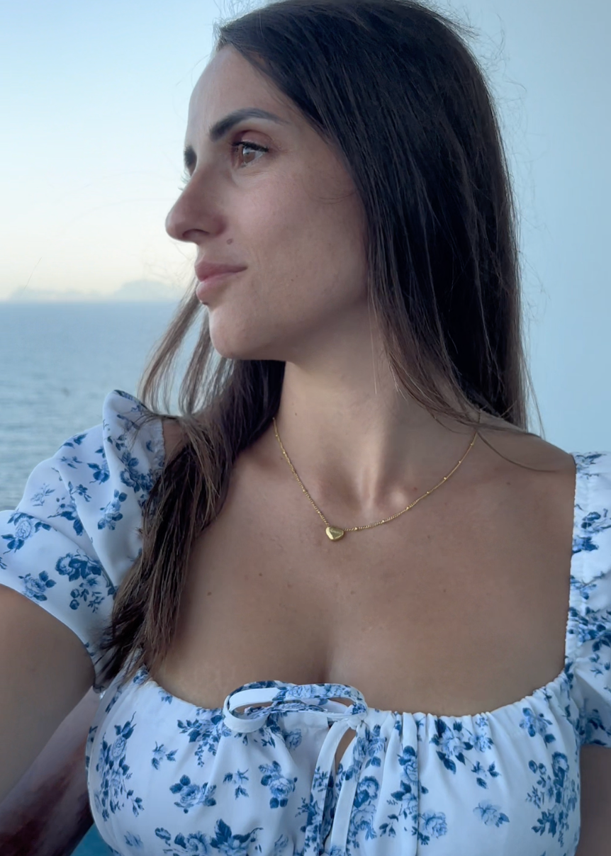 Collana Amore con Cuore, Collana con Ciondolo a Cuore con Scritta "Amore"