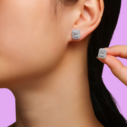 Handcrafted Moissanite Stud Earrings – Emerald Cut Iced Out Design