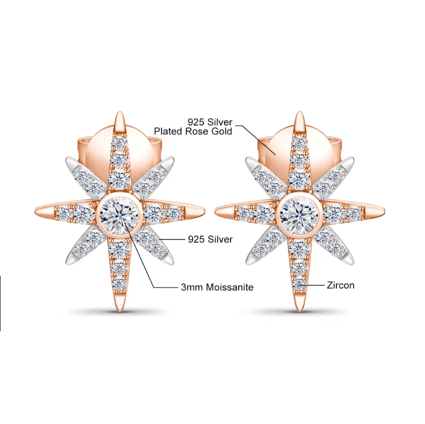 18K Gold Plated Moissanite Stud Earrings