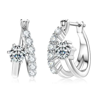 Moissanite Diamond Round Earrings for Women showcasing a stunning design with sparkling diamonds in white gold.