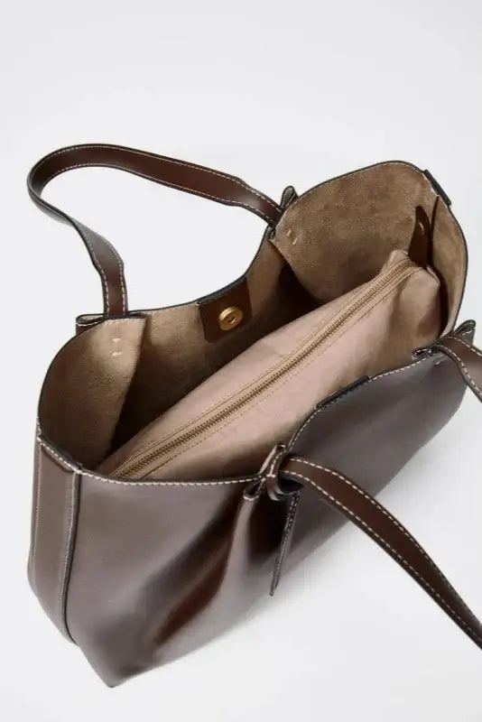 Tote Bag Classic with Zipper Pocket showing interior view and lining material.