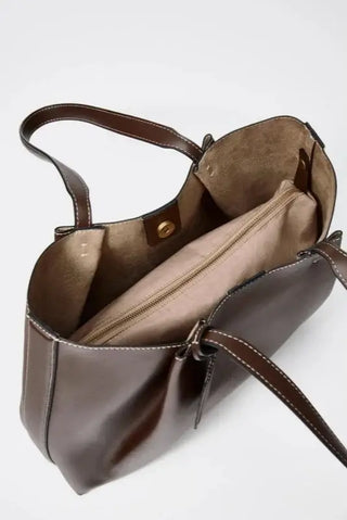 Tote Bag Classic with Zipper Pocket showing interior view and lining material.