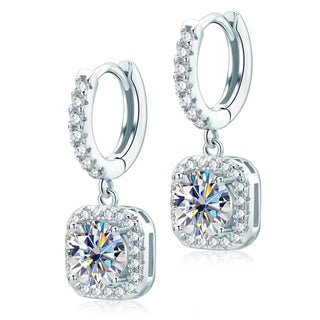 Moissanite Drop Earrings 925 Silver featuring dazzling stones and a modern design.