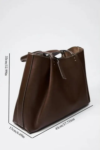 Tote Bag Classic with Zipper Pocket in brown, measuring 38cm height, 45cm width, and 17cm depth, showcasing its solid design.