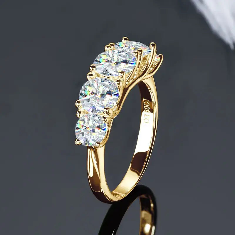 Moissanite Wedding Rings for Women, 18k Gold Plated ring featuring sparkling stones and elegant design.