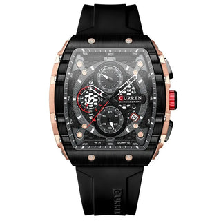 Sports Watches Unique Rectangular - Casual Quartz Silicone, black silicone strap, stylish design, chronograph features.