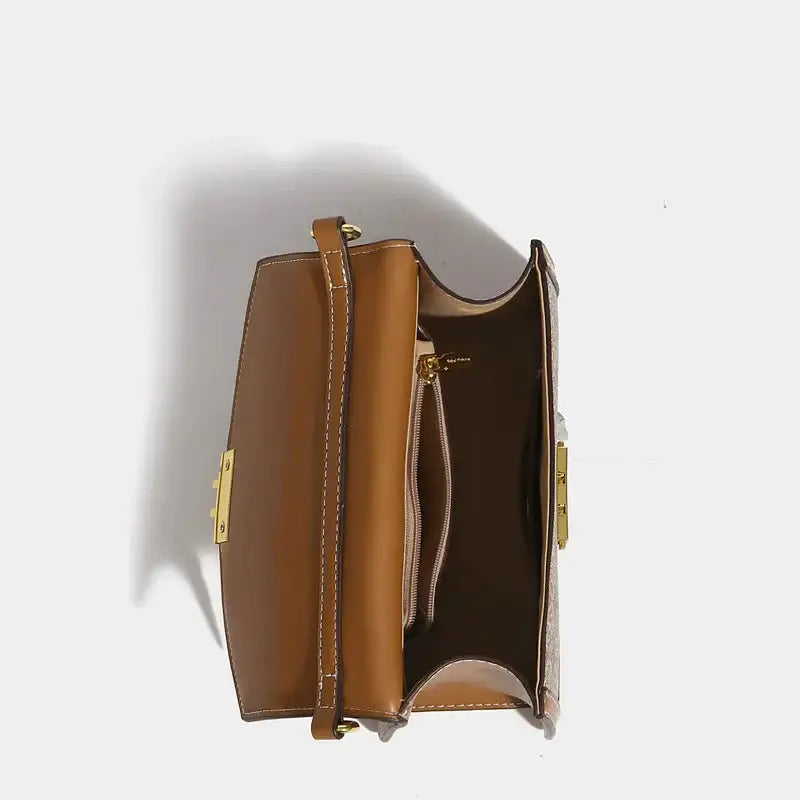 Women's Shoulder Crossbody Bag interior view showcasing stylish compartments and soft polyester lining.