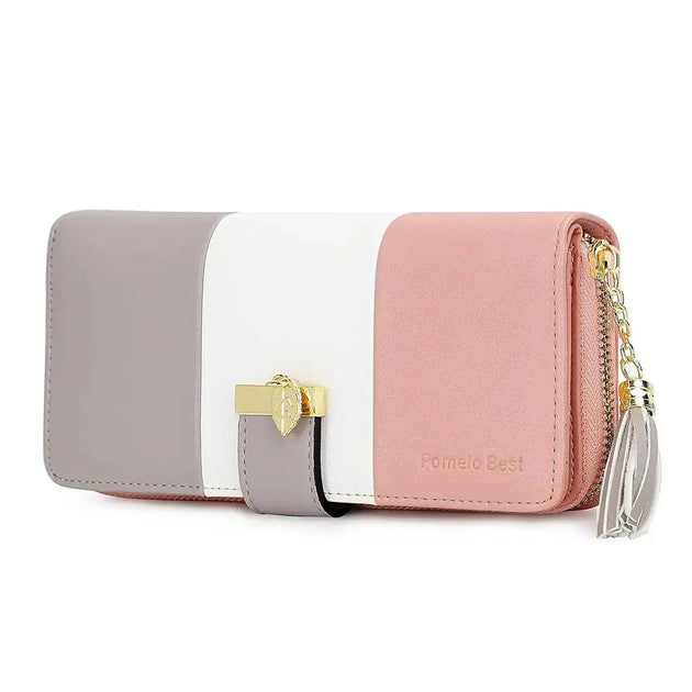 Womens Wallet RFID Blocking Genuine Leather Multi Credit Card Large Capacity Zipper Closure in pastel colors